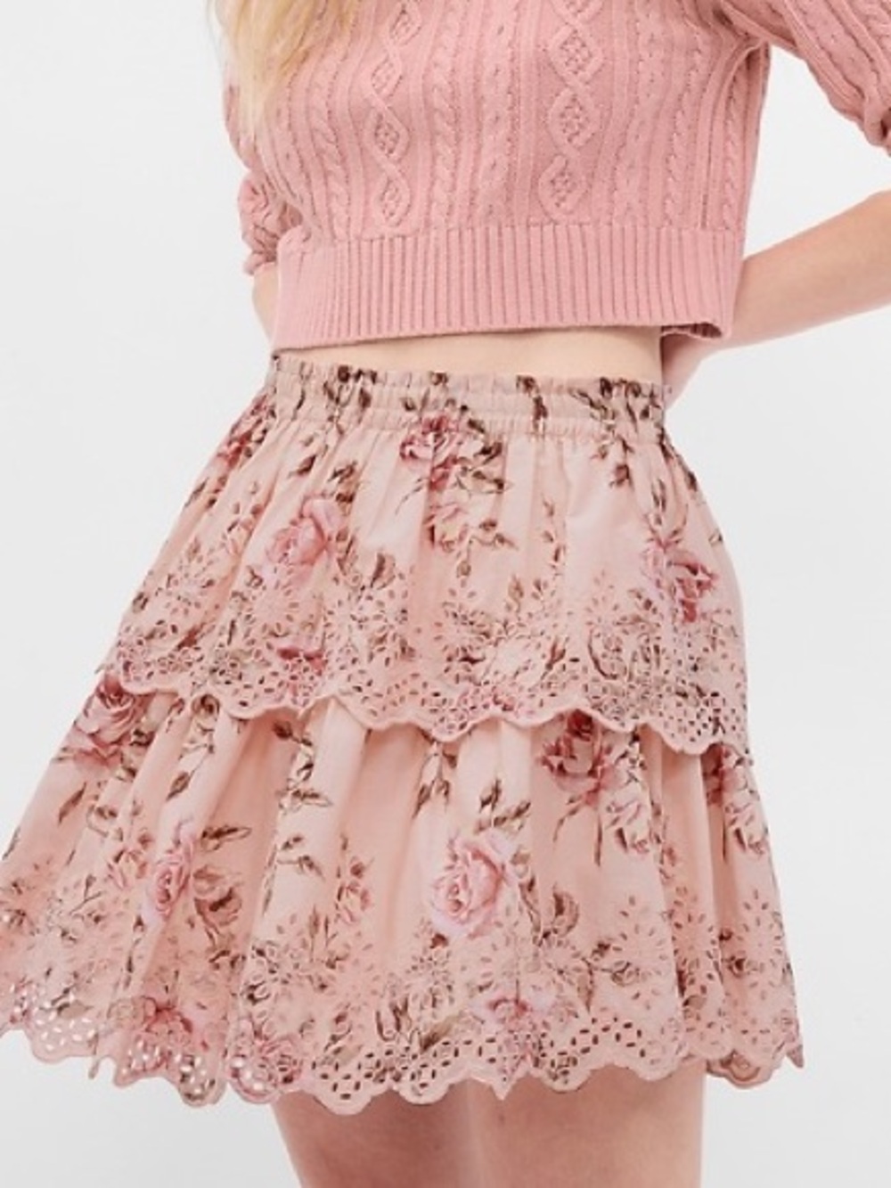 NWT Gap x Love Shack Fancy floral flippy skirt pink small